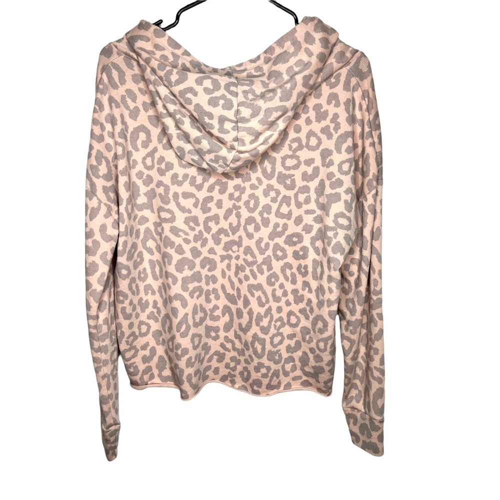 Peyton Jensen Pink Gray Leopard Pull Over Hooded Sweatshirt Size Small - Picture 7 of 15